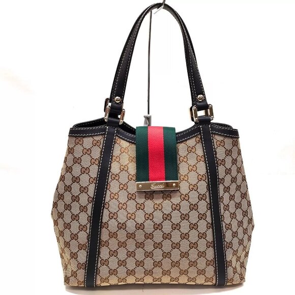 Gucci Hand Bag Sherry Line Brown Canvas 649-020325 - Picture 1 of 16